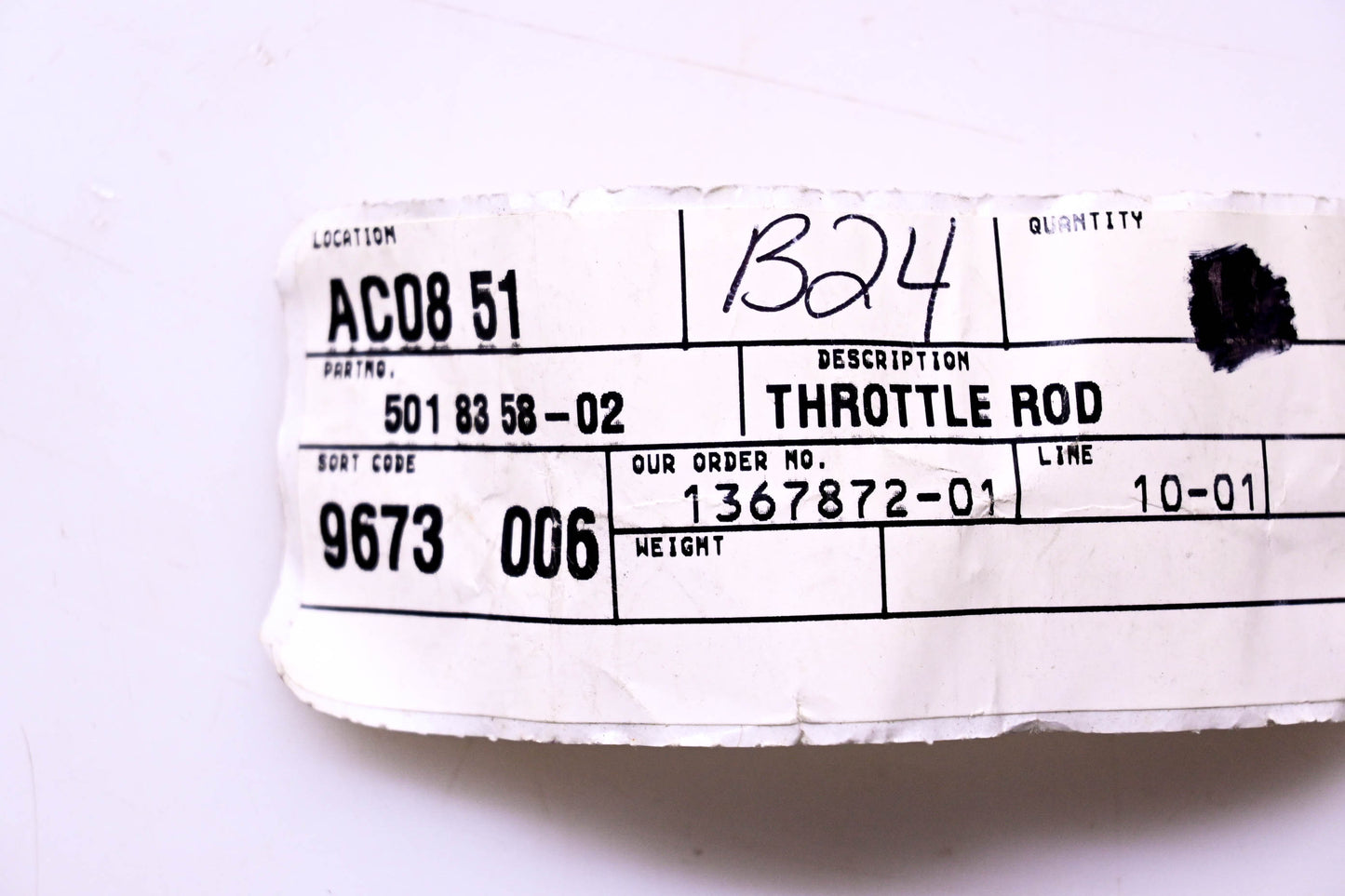 New OEM Husqvarna 501835802, 501 83 58-02 Throttle Rod NOS