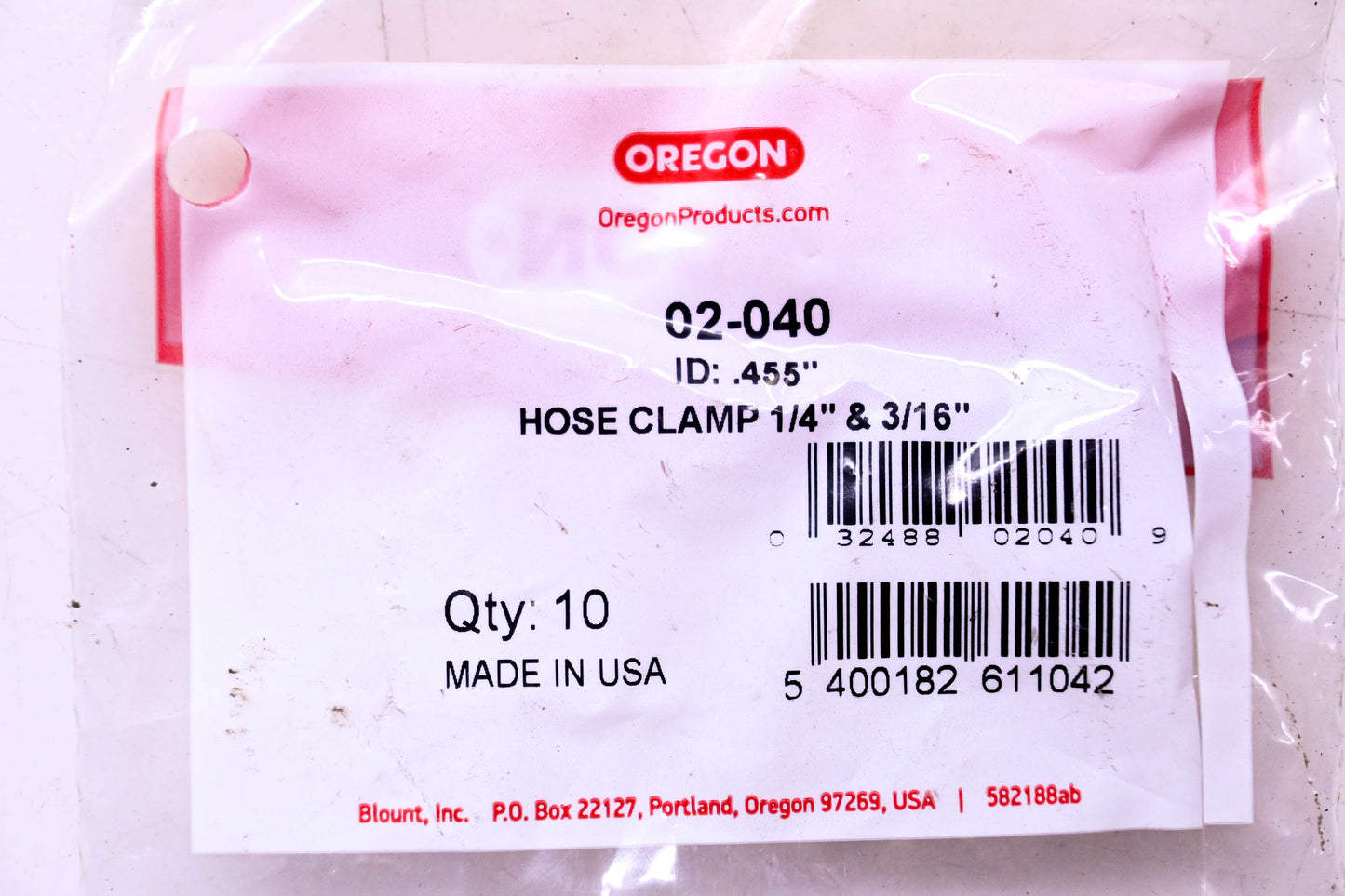 Oregon 02-040 Pack of 10 Hose Clamps NOS