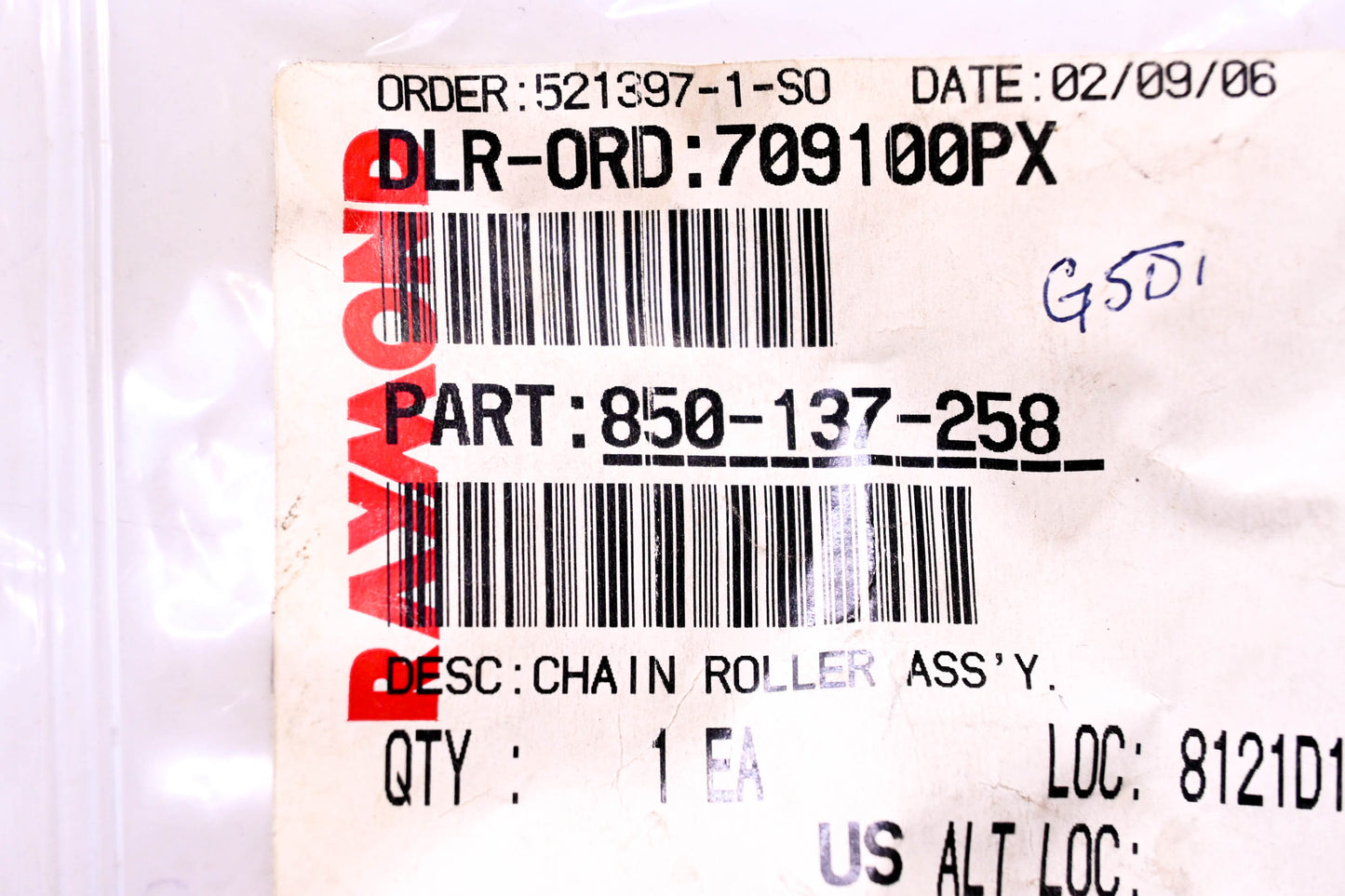 Raymond 850-137-258 Chain Roller Assembly NOS
