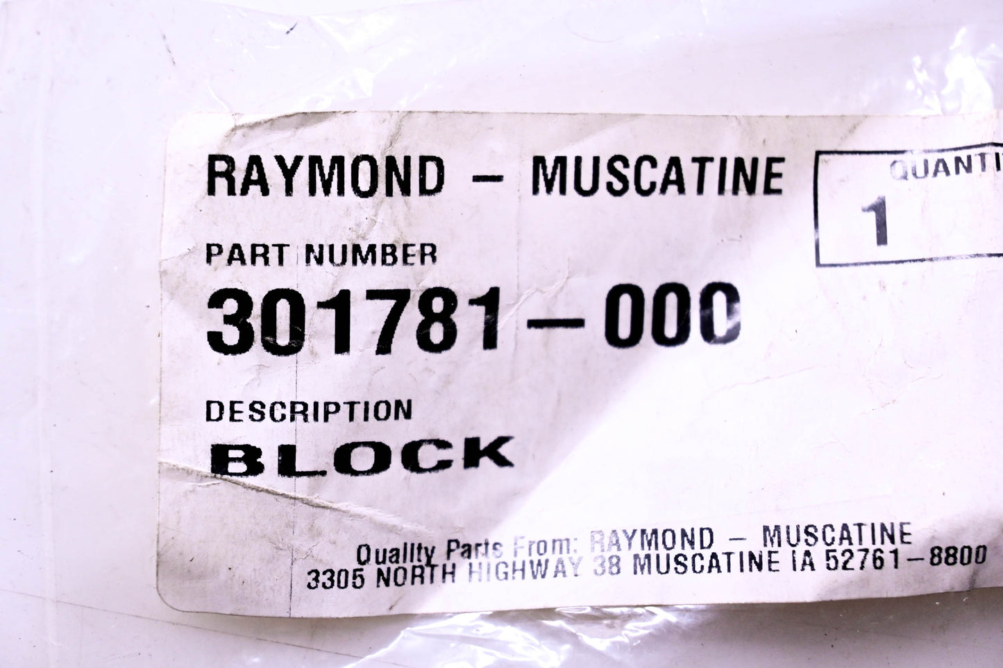 Raymond 301781-000 Block NOS