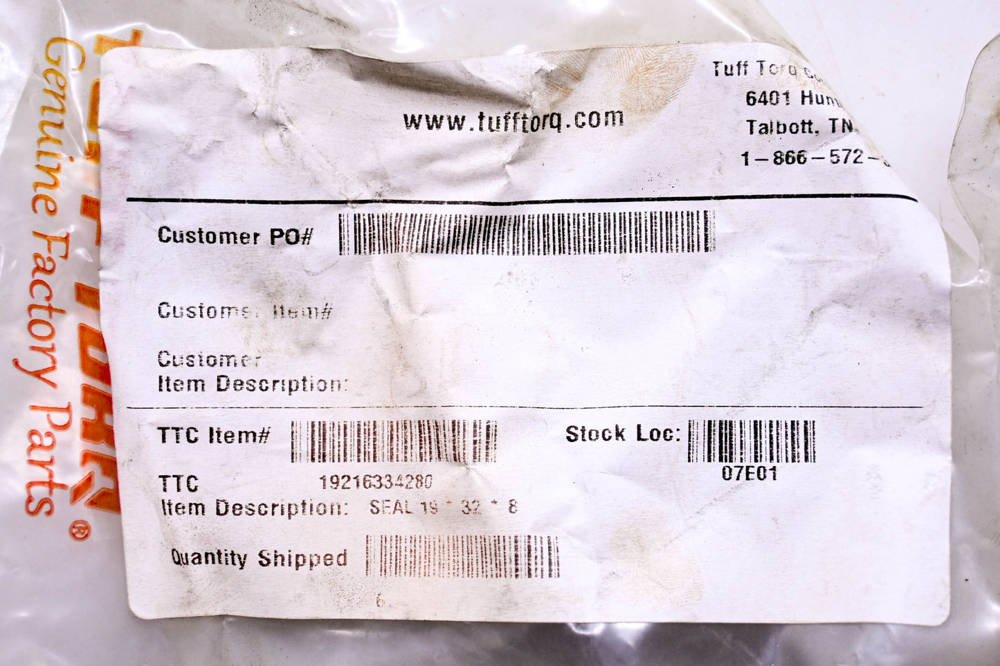 Tuff Torq 19216334280 Transmission Seal NOS