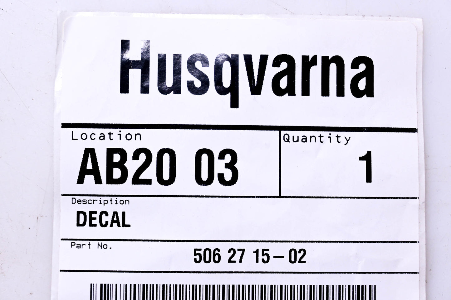 New OEM Husqvarna 506271502, 506 27 15-02 Decal NOS