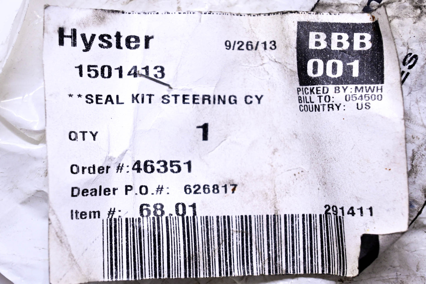 Hyster 1501413 Steering Cylinder Seal Kit NOS