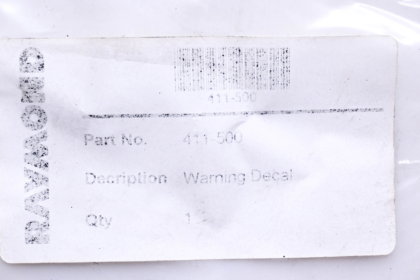 Raymond 411-500 Warning Decal NOS