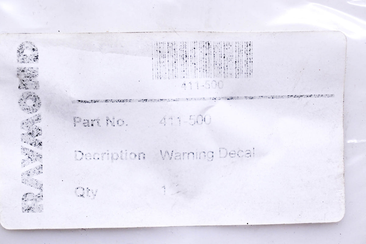 Raymond 411-500 Warning Decal NOS