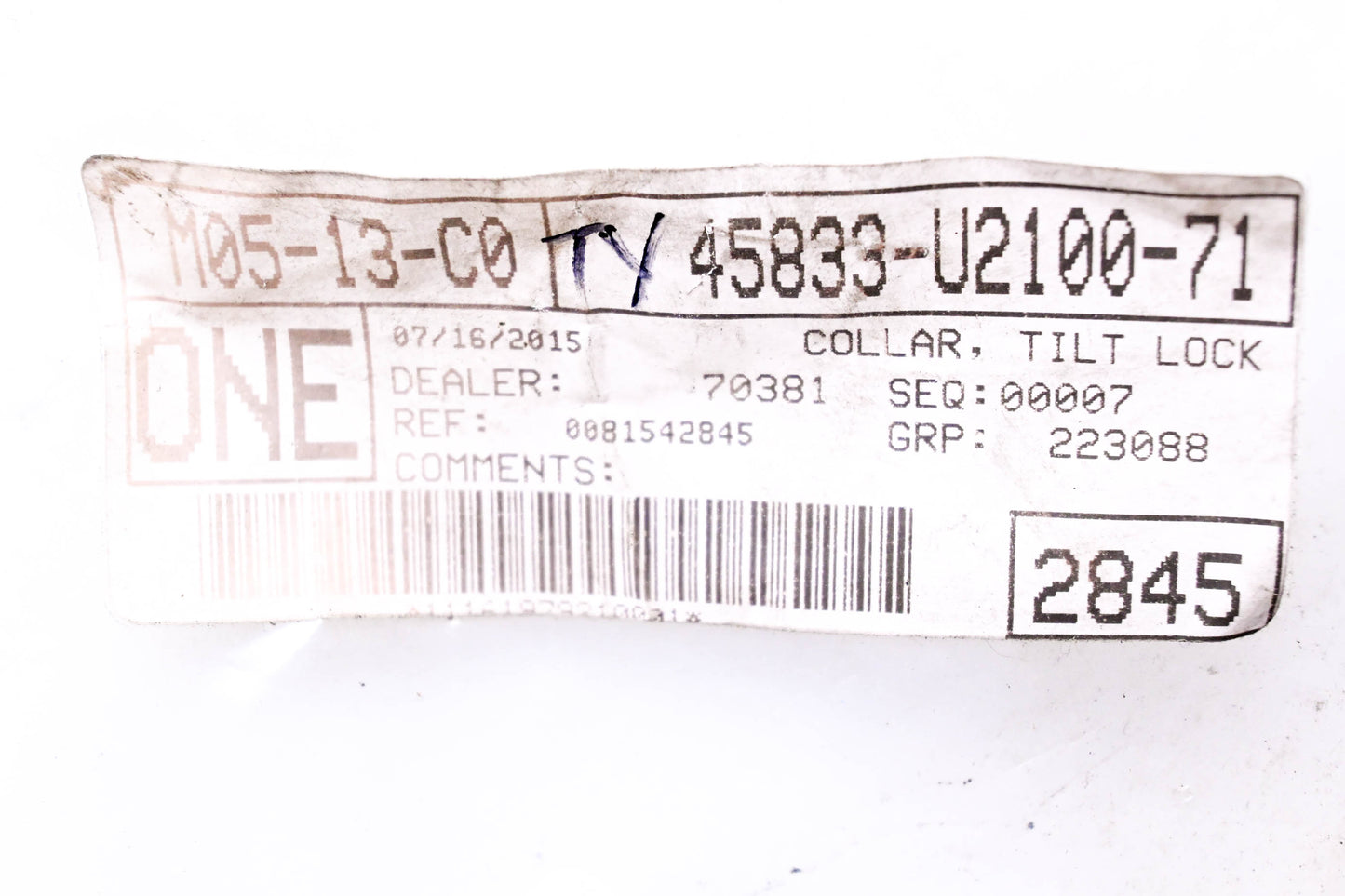 Total Source 45833-U2100-71, TY45833-U2100-71 Tilt Lock Collar fits Toyota NOS