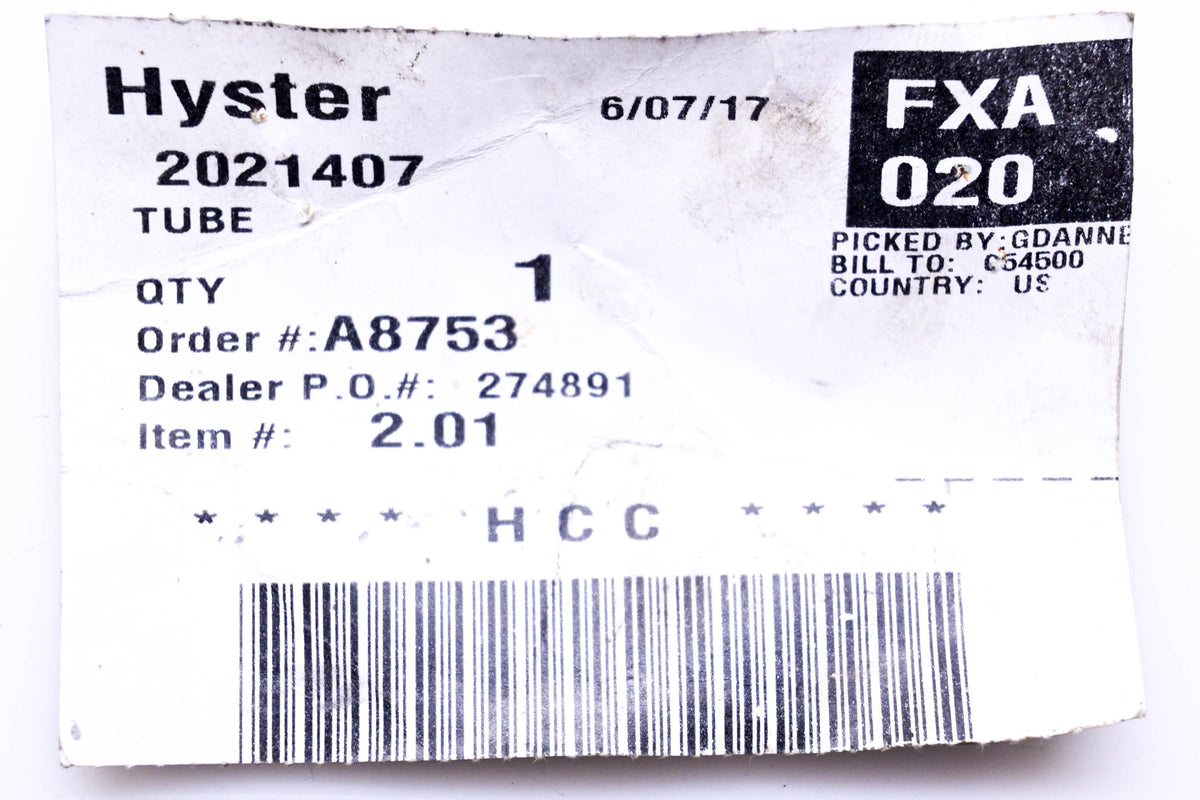 Hyster 2021407 Tube NOS