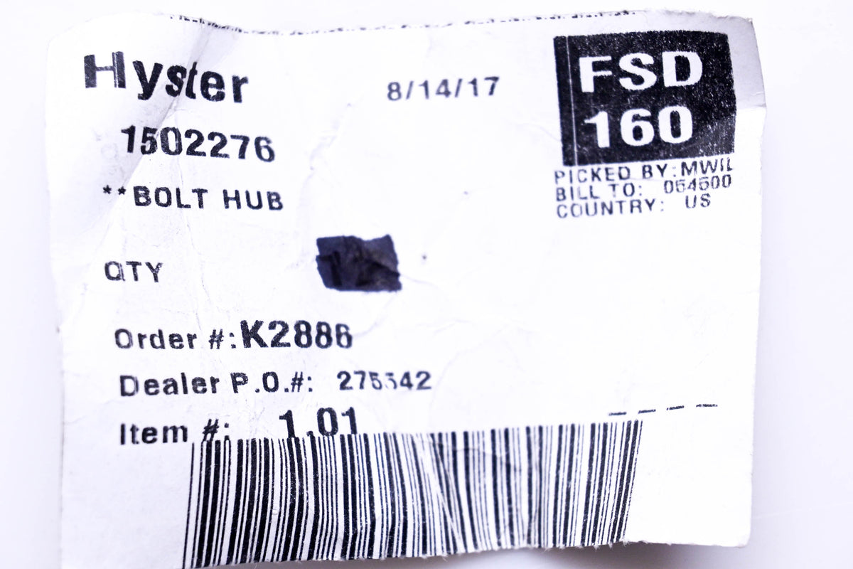Hyster 1502276 Hub Bolt NOS
