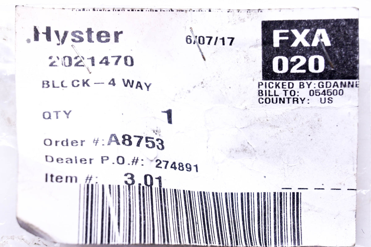 Hyster 2021470 Four-Way Block NOS