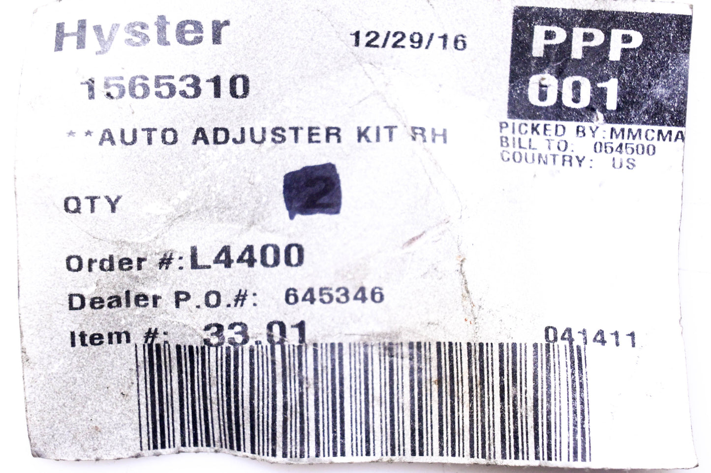 Hyster 1565310 Auto Adjuster Kit Right Hand NOS