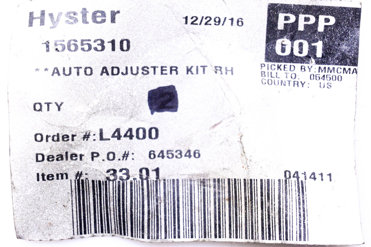 Hyster 1565310 Auto Adjuster Kit Right Hand NOS