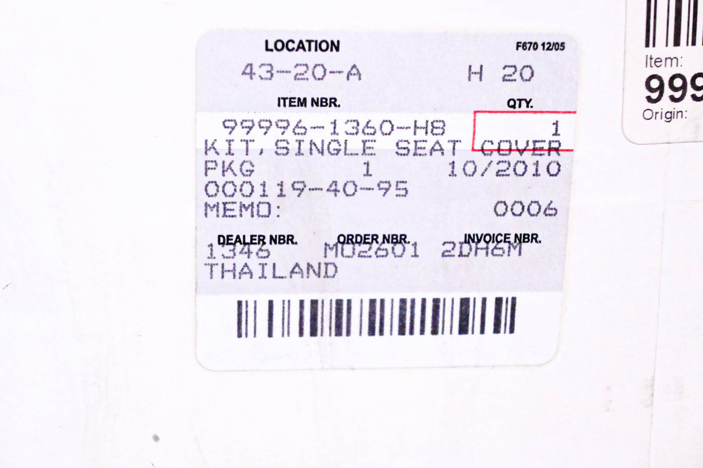 New OEM Kawasaki 99996-1360-H8 Single Seat Cover Kit NOS