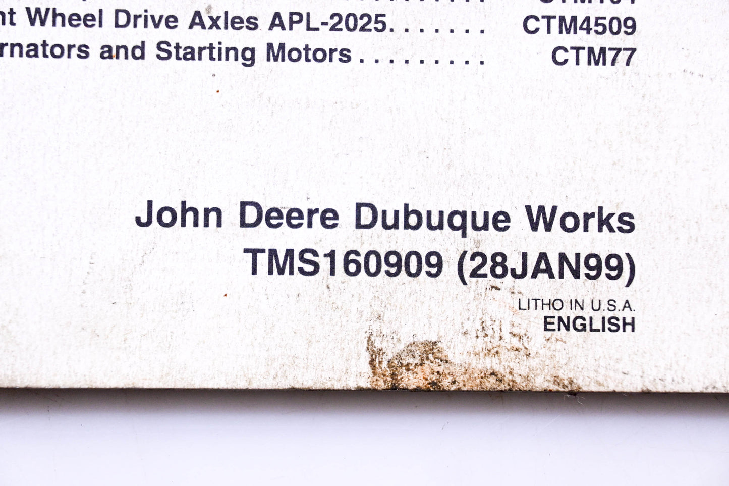 OEM John Deere TMS160909 310SE & 315 SE Backhoe Loader Repair Steering & Brakes Technical Manual