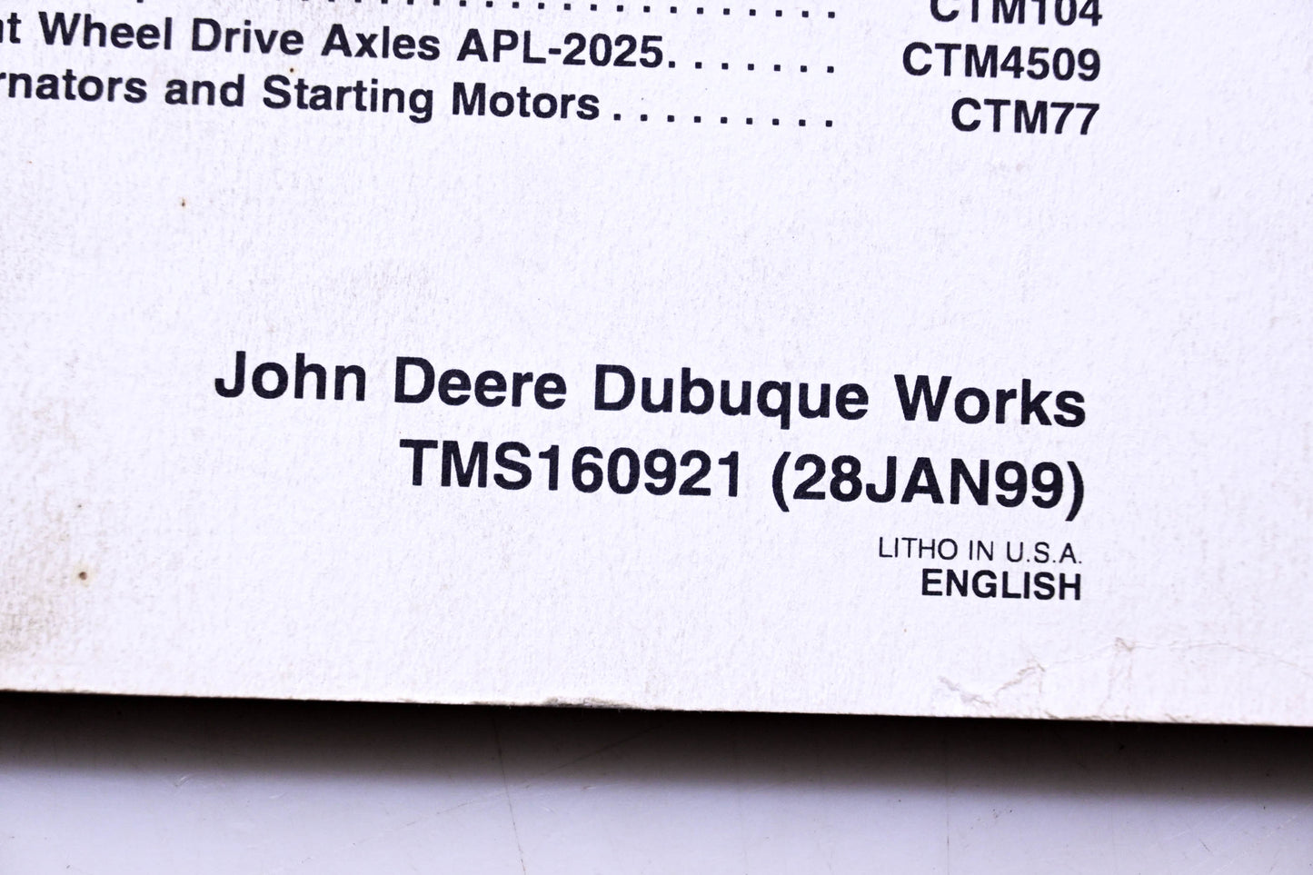 OEM John Deere TMS160921 310SE & 315SE Backhoe Loader Repair Sections 21 31 & 33 Main Hydraulics Technical Manual