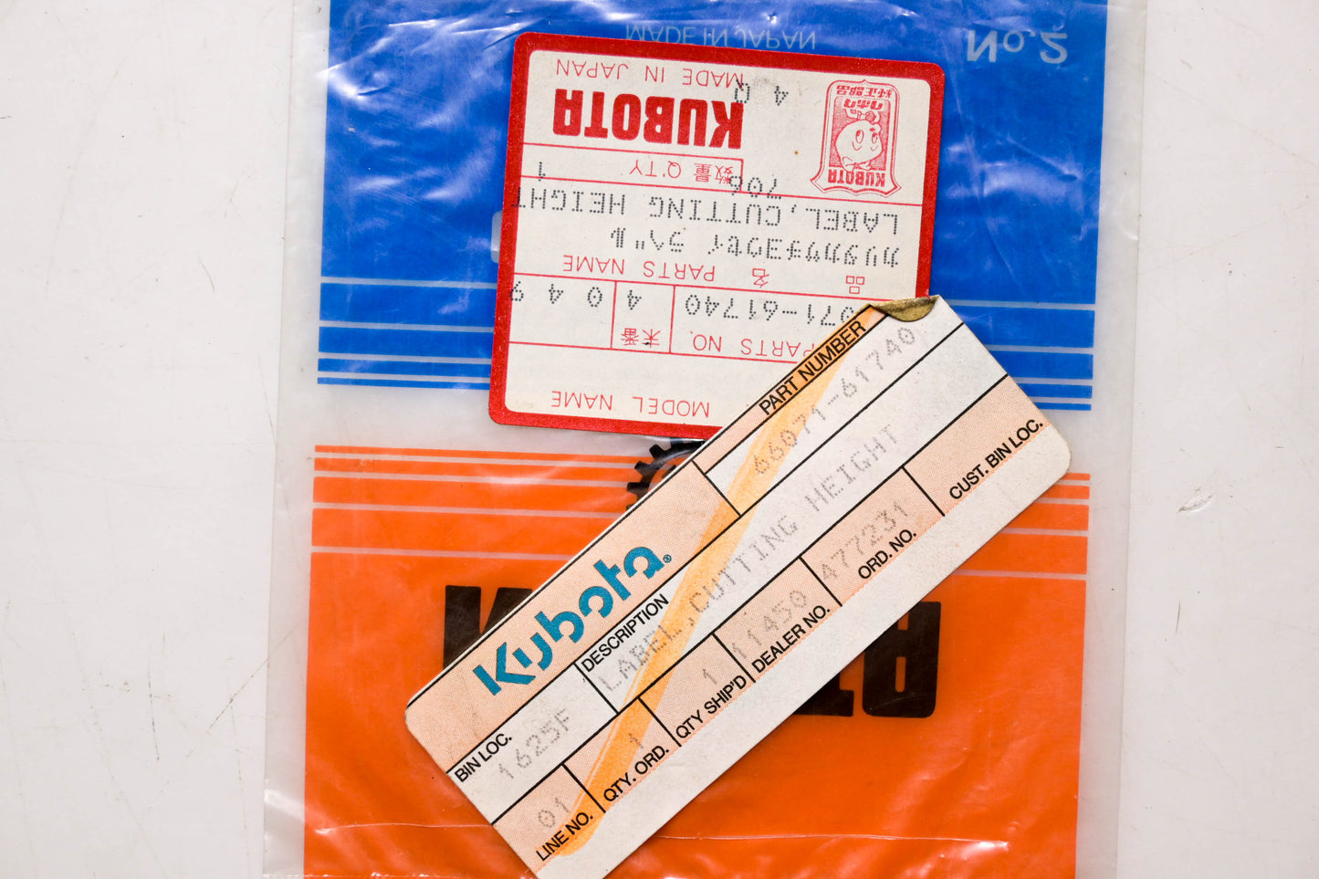 Kubota 66071-61740 Cutting Height Decal NOS