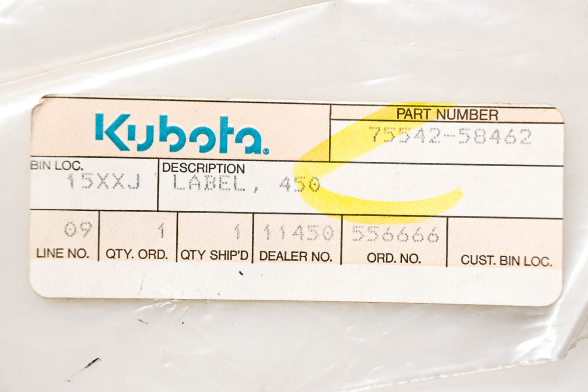 Kubota 75542-58462 LA450 Decal NOS