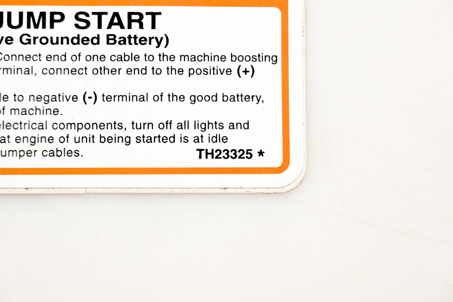 Thomas TH23325 Warning Jump Start Decal NOS
