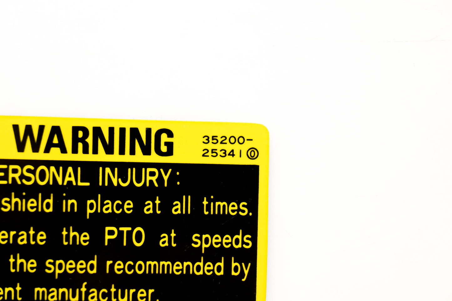 Kubota 35200-25341 Warning Personal Injury Decal NOS