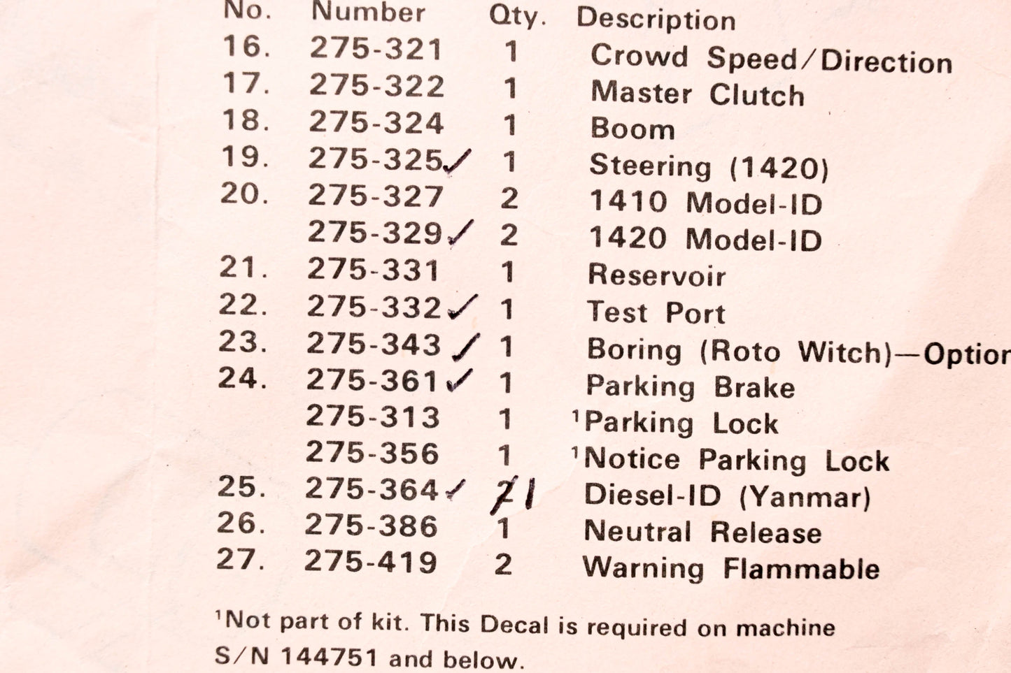 Ditch Witch 275-343, 343 Boring Decal NOS