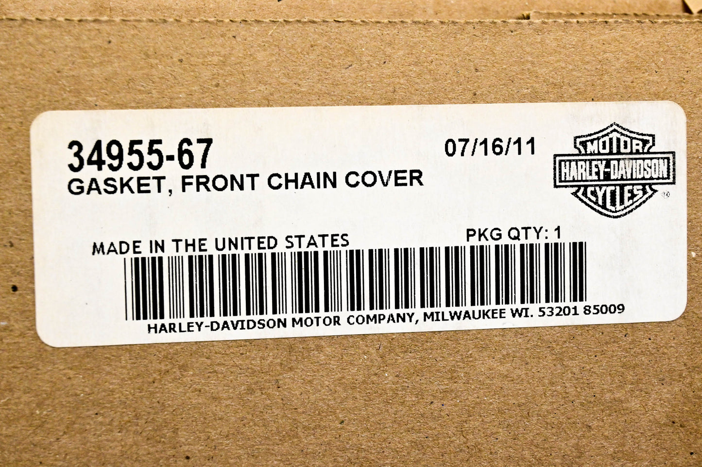 New OEM Harley-Davidson 34955-67 Front Chain Cover Gasket NOS