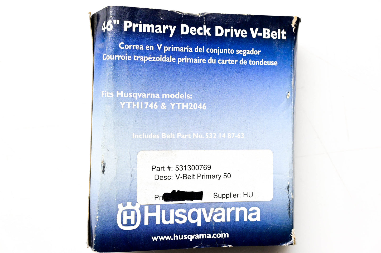 New OEM Husqvarna 531300769, 532148763 46" Primary Deck Drive V-Belt NOS