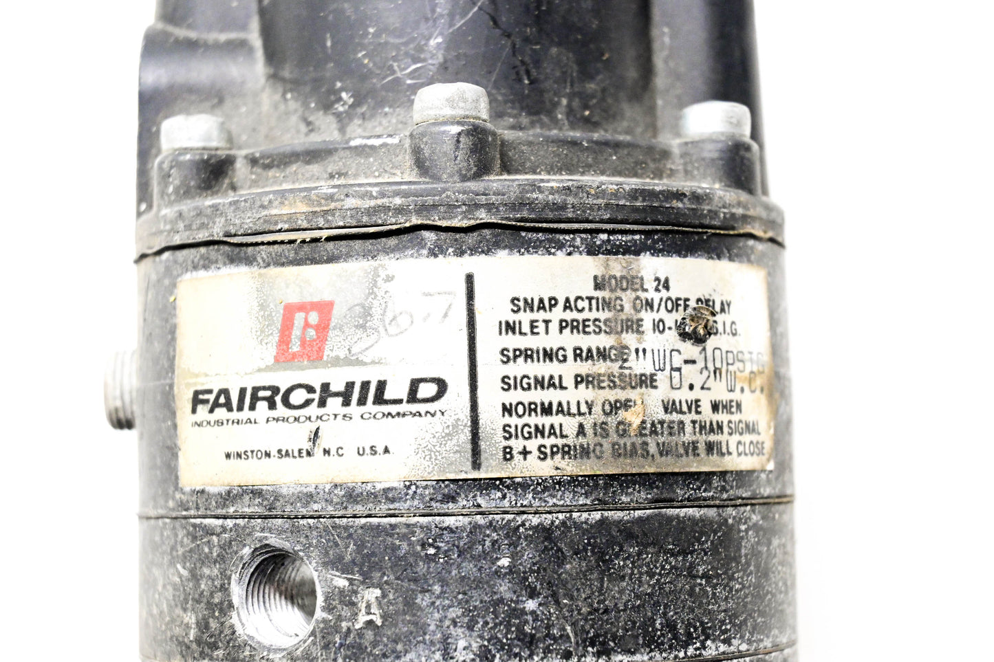 Fairchild 24 Model 24 Snap Acting On Off Relay 10-120 PSIG Spring Range WC-10 PSIG