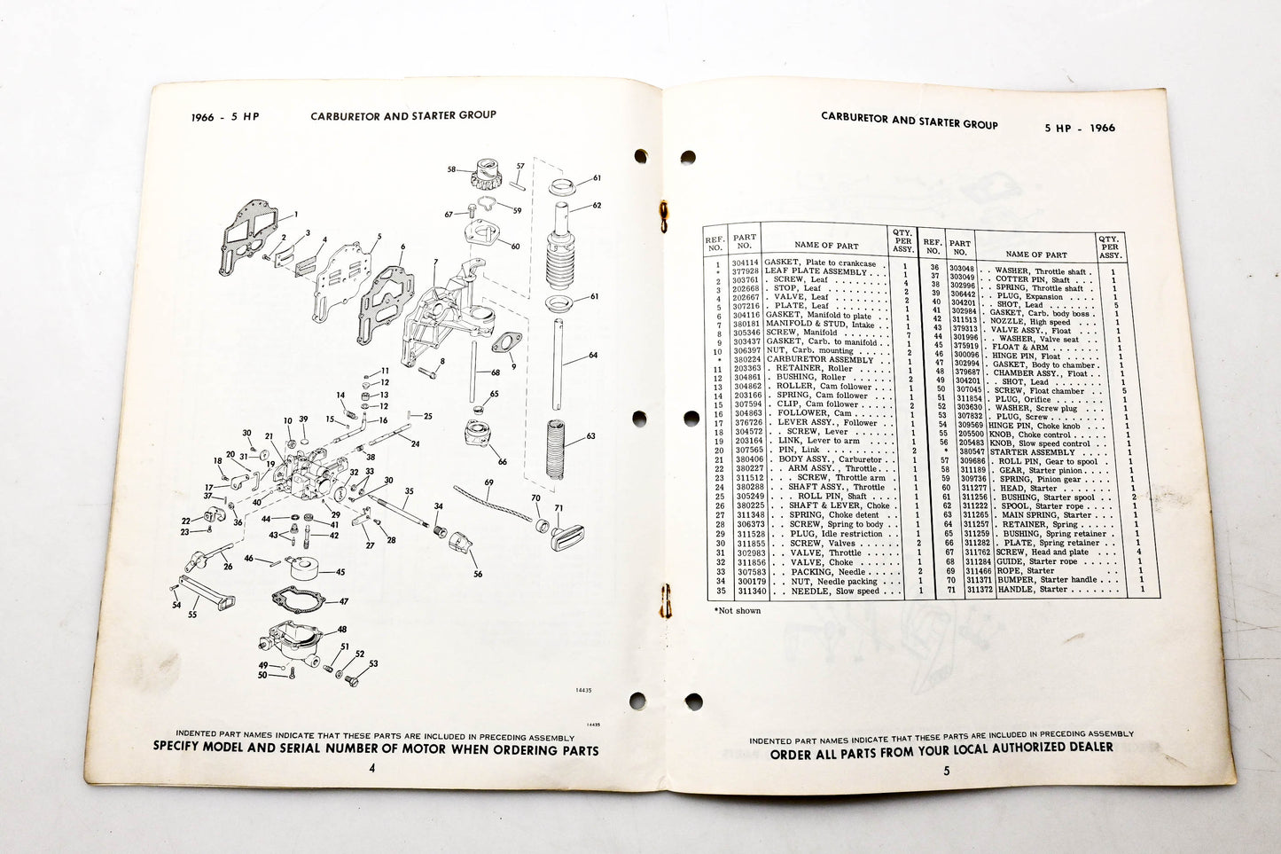 OMC 4314, 278775 Evinrude Parts Catalog 1966 Angler