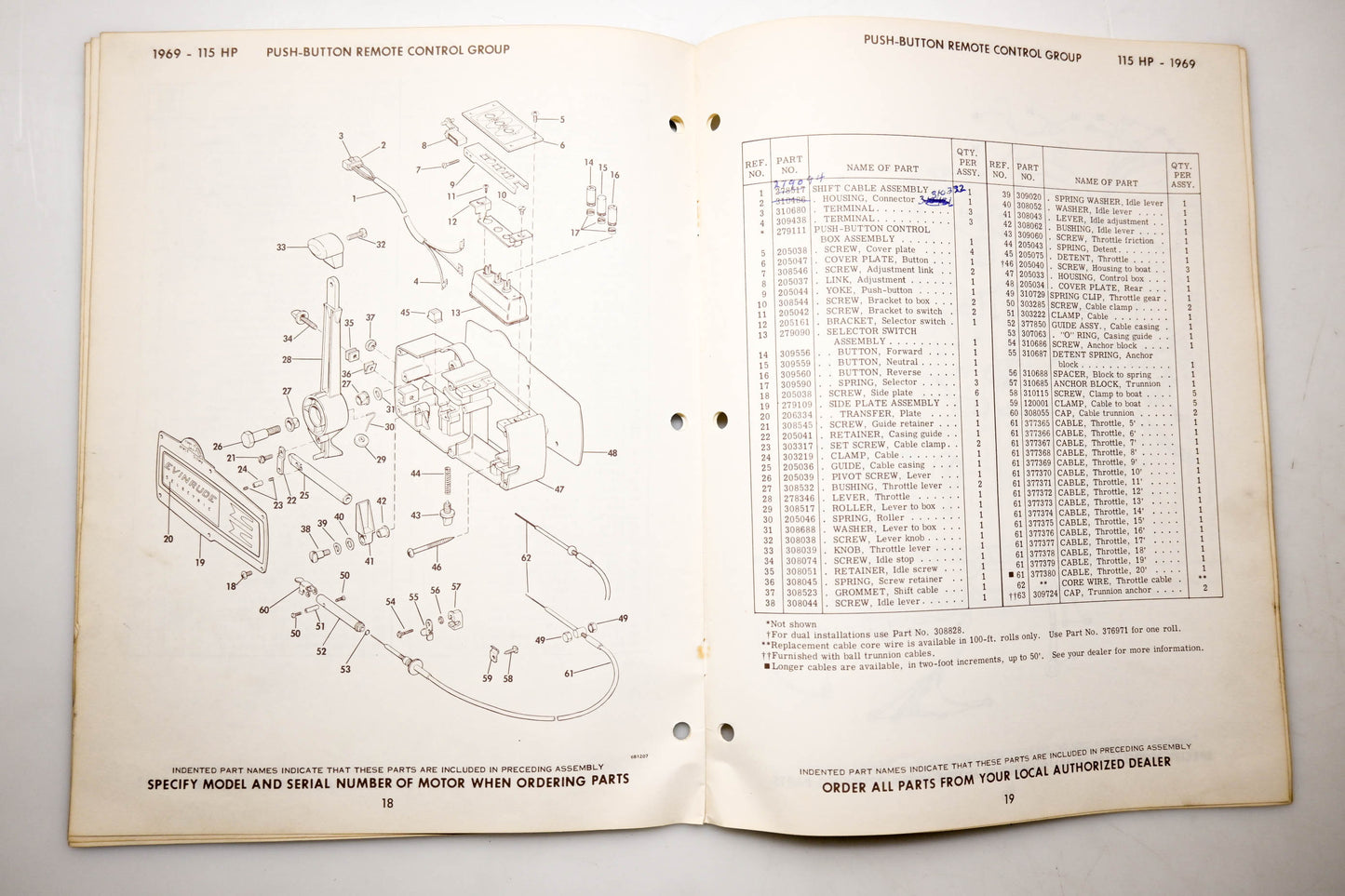 OMC 4625, 279140 Evinrude Parts Catalog 1969 115 Star Flite