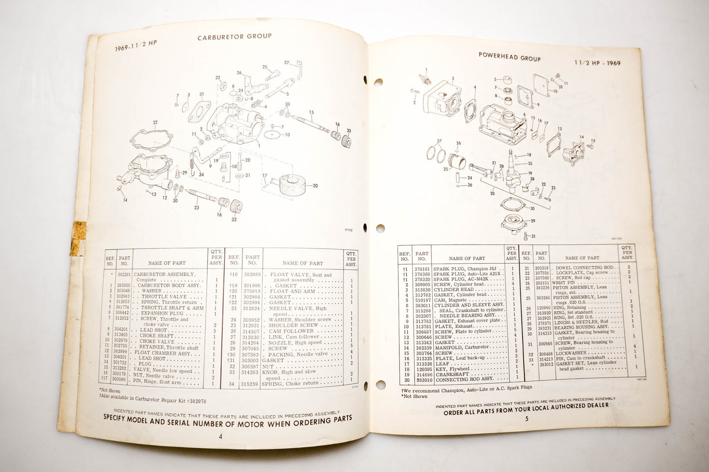 OMC 4613, 279128 Evinrude Parts Catalog 1969 1 1/2 Mate