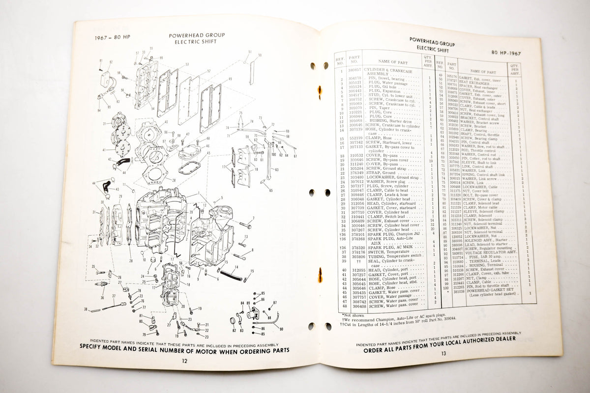 OMC 4402, 278882 Evinrude Parts Catalog 1967 Starflite 80hp