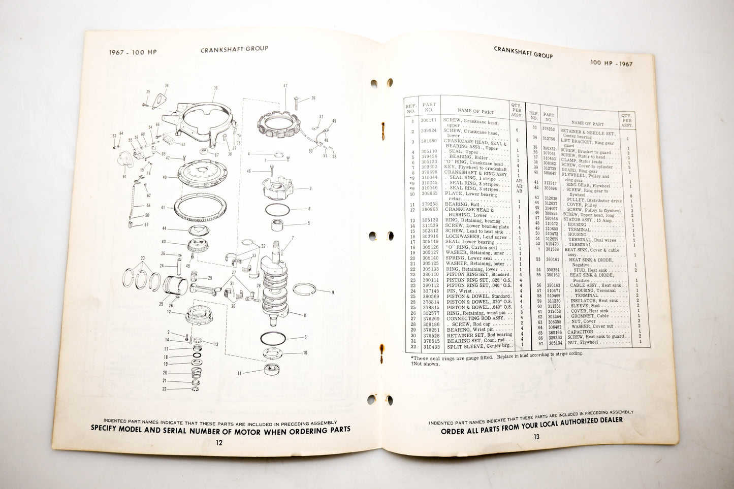 OMC 4403, 278883 Evinrude Parts Catalog 1967 Starflite 100hp