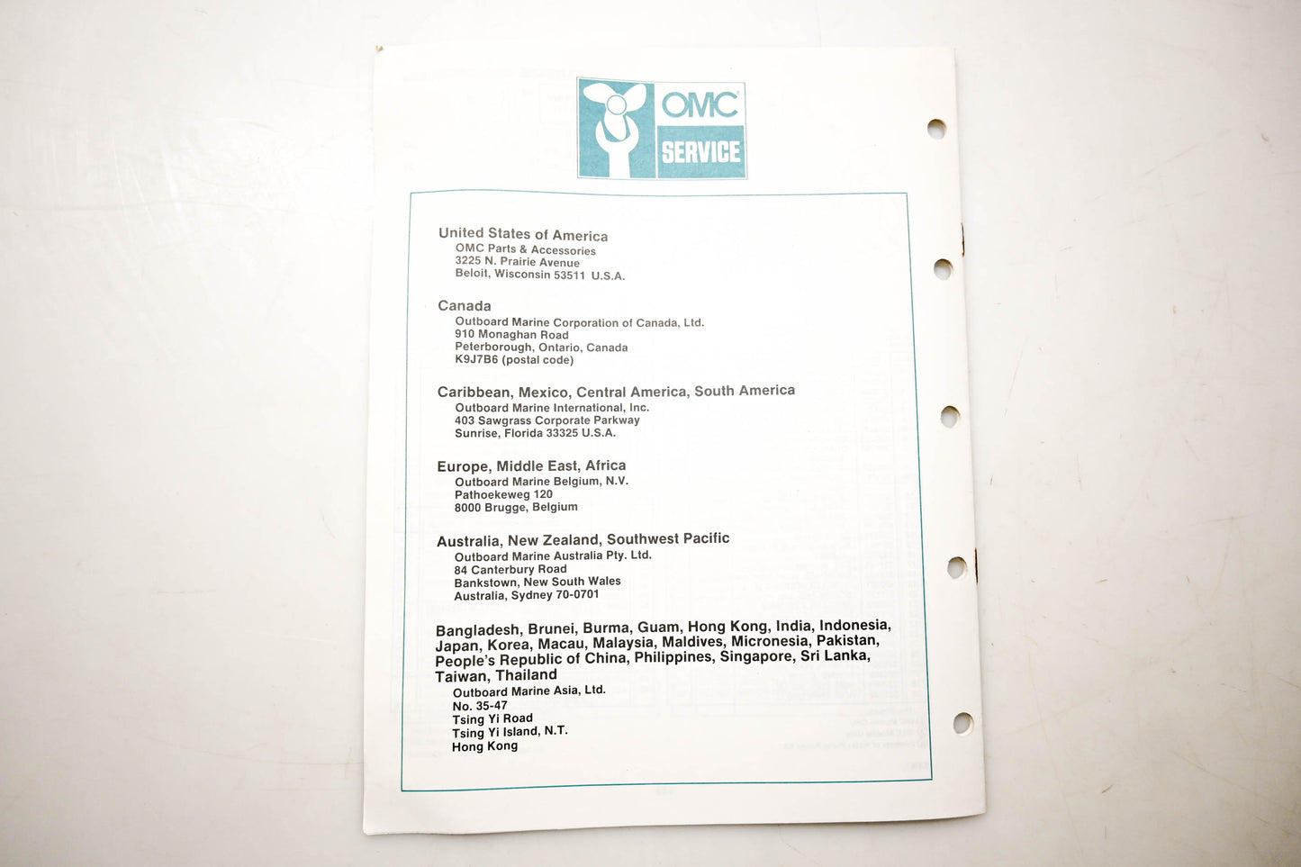 OMC 432206 Parts Catalog 2.5 & 4 Models