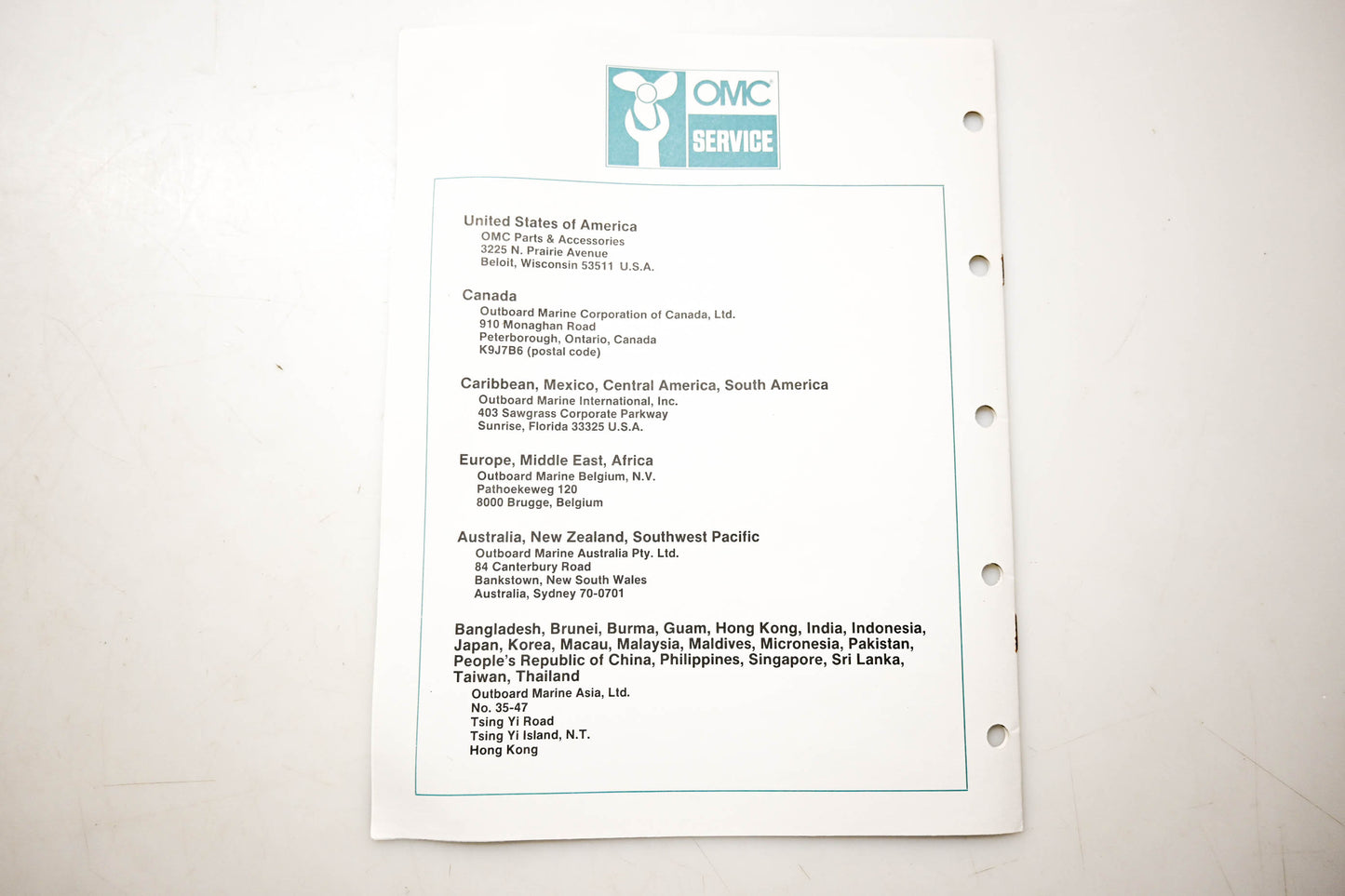 OMC 432208 Parts Catalog 4 Models