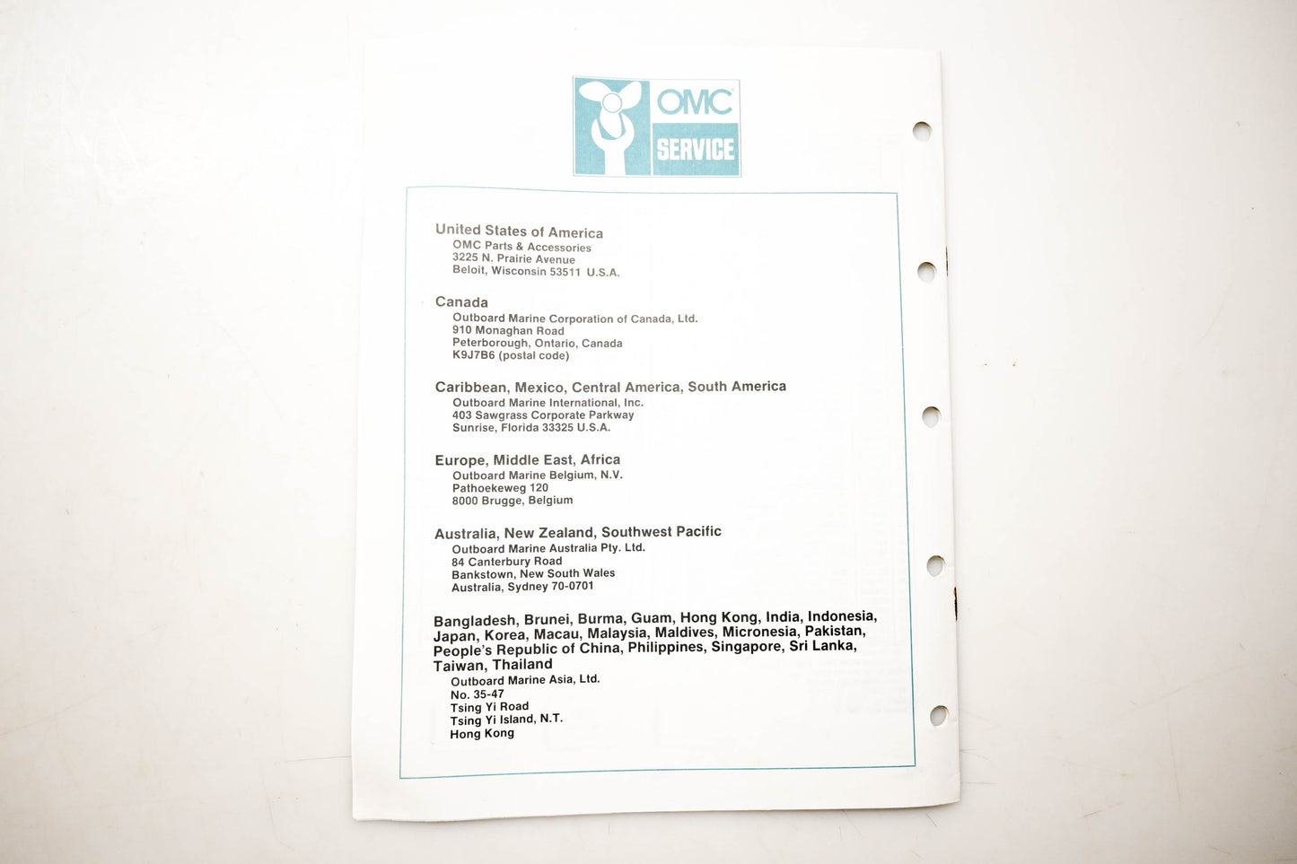 OMC 432209 Parts Catalog 5/6/8 Models