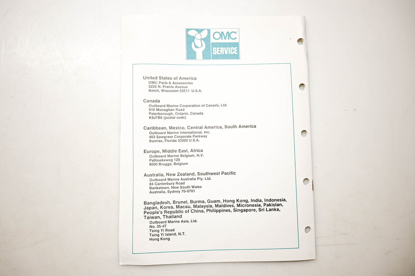 OMC 432217 Parts Catalog 25 Commercial Models