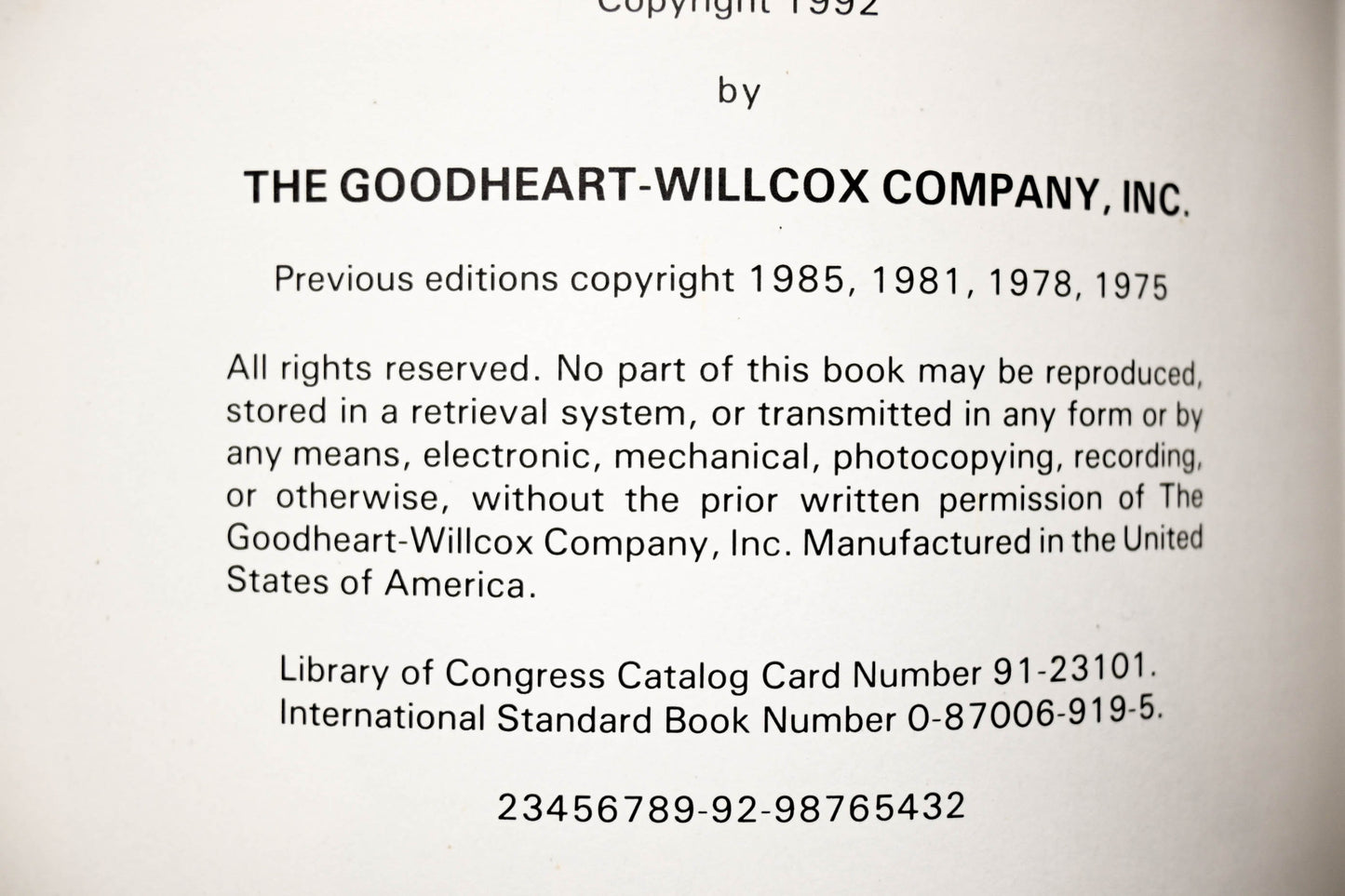 Goodheart-Willcox 0-87006-919-5 Small Gas Engines Manual