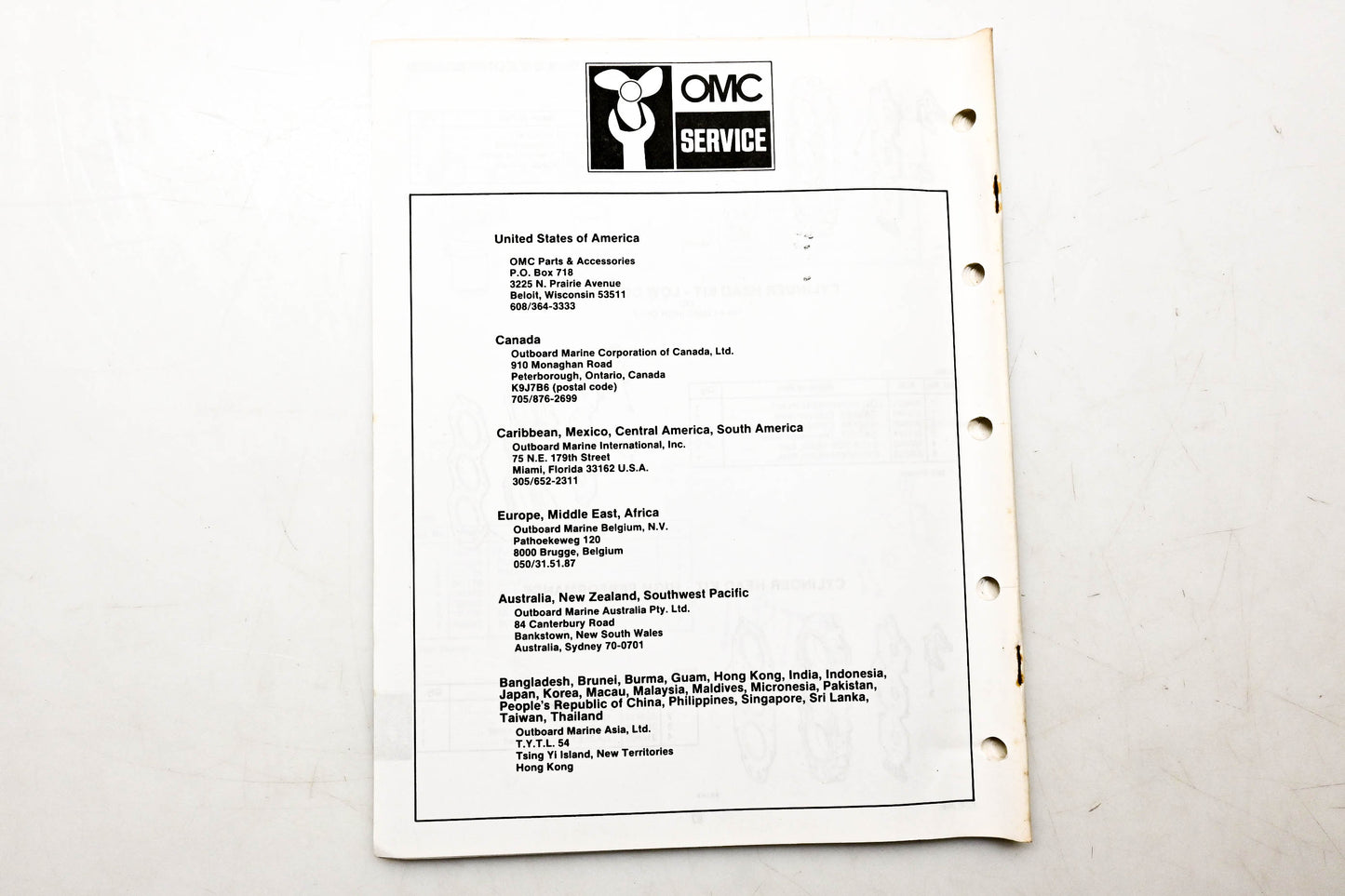 OMC 174369 Parts Catalog Accessories