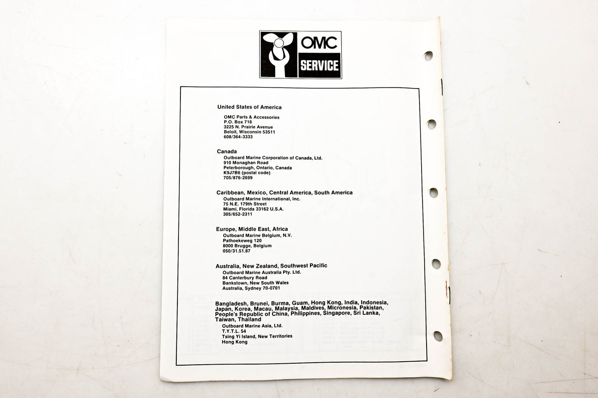 OMC 397278 Parts Catalog Electric Outboards