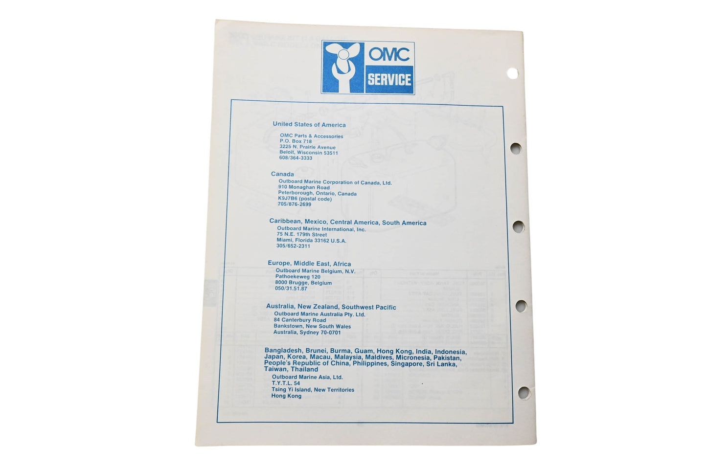 OMC 396563 Parts Catalog 65 Models