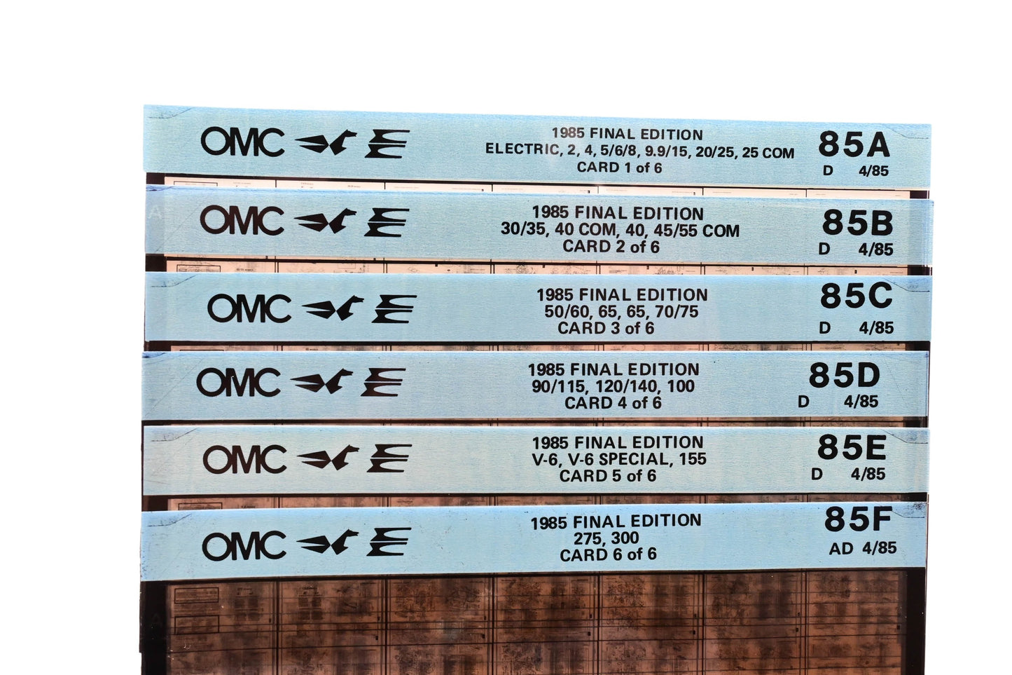 OMC 4/85 1985 Final Edition Microfiche Lot of 6