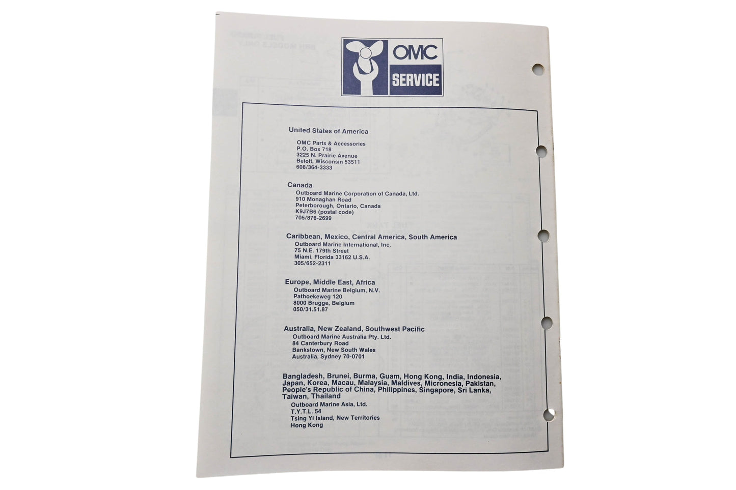 OMC 398615 Parts Catalog 4 Models