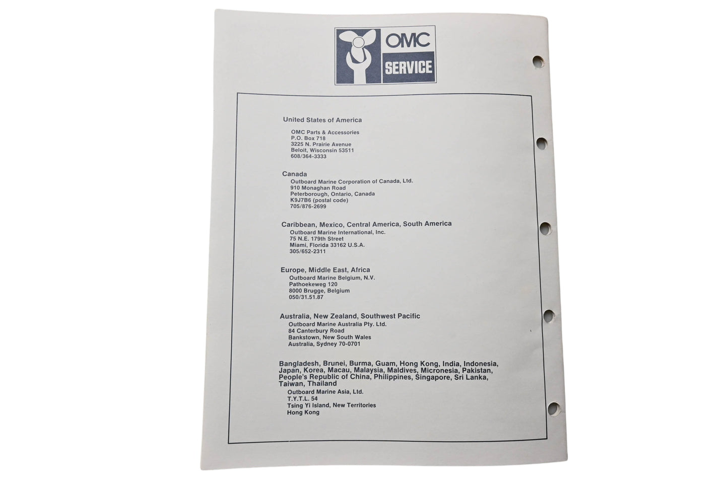OMC 398620 Parts Catalog 20/25 Models