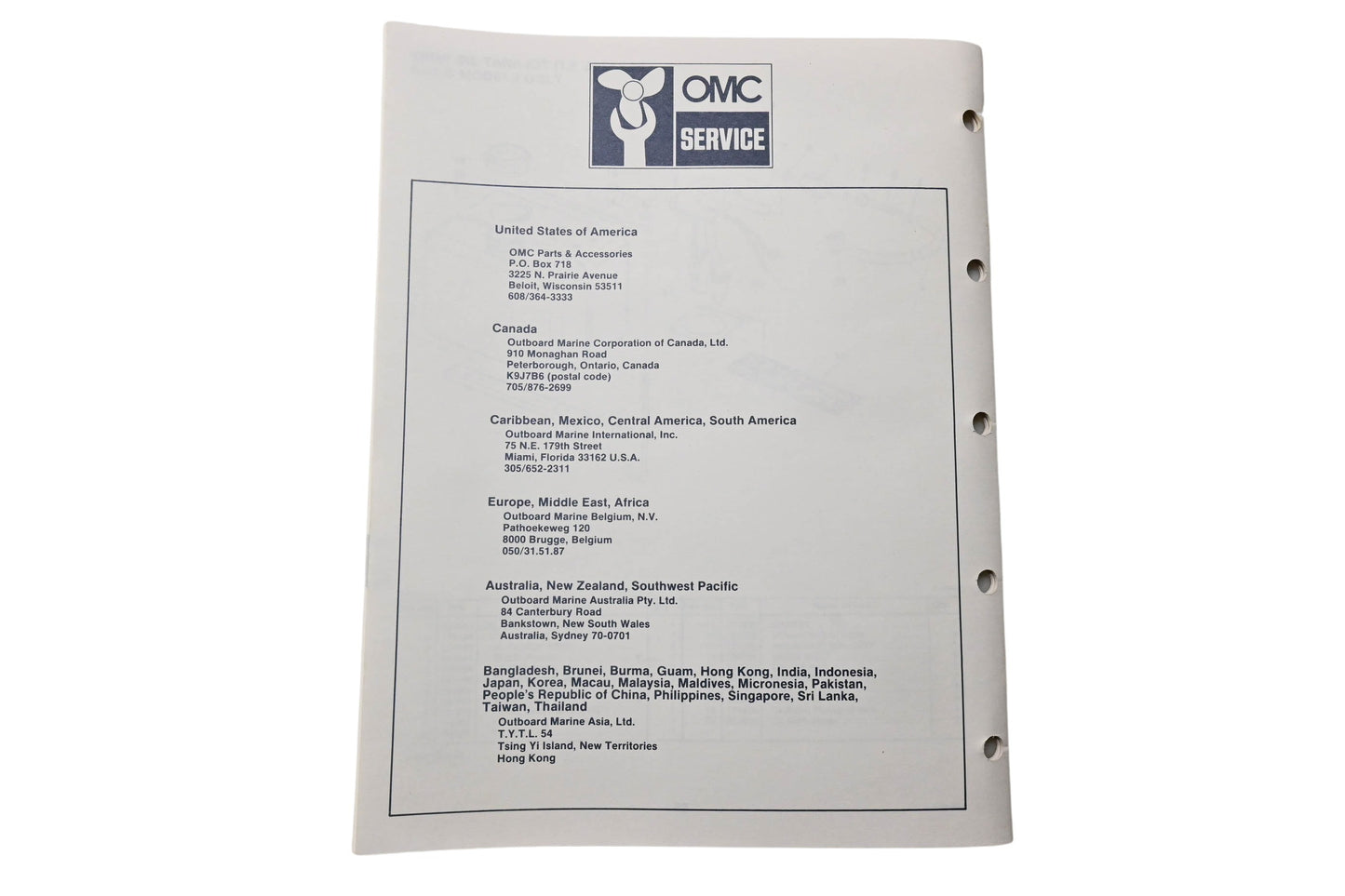 OMC 398627 Parts Catalog 60 Commercial Models