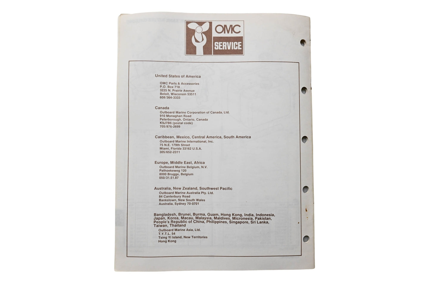 OMC 397328 Parts Catalog 100 Models 1986