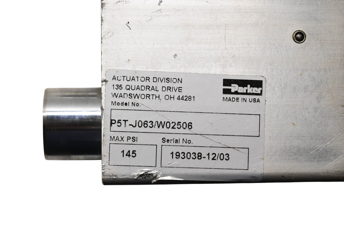 Parker P5T-J063/W02506, 193038-12/03 Guided Slide Cylinder NOS