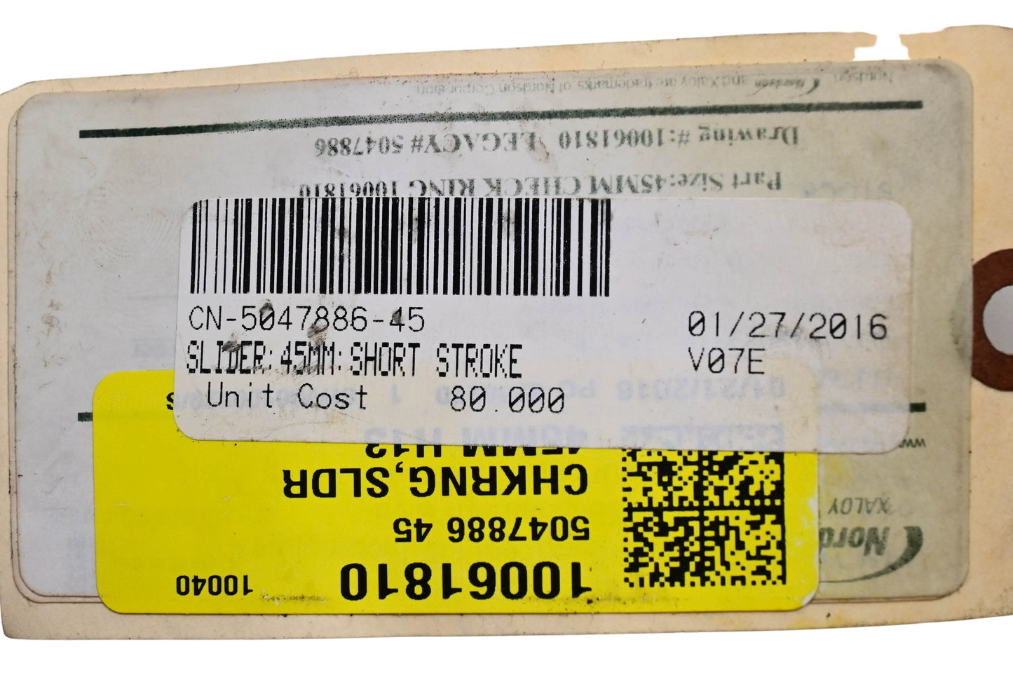 Cincinnati Milacron 5047886-45 Short Stroke Slider 45mm NOS