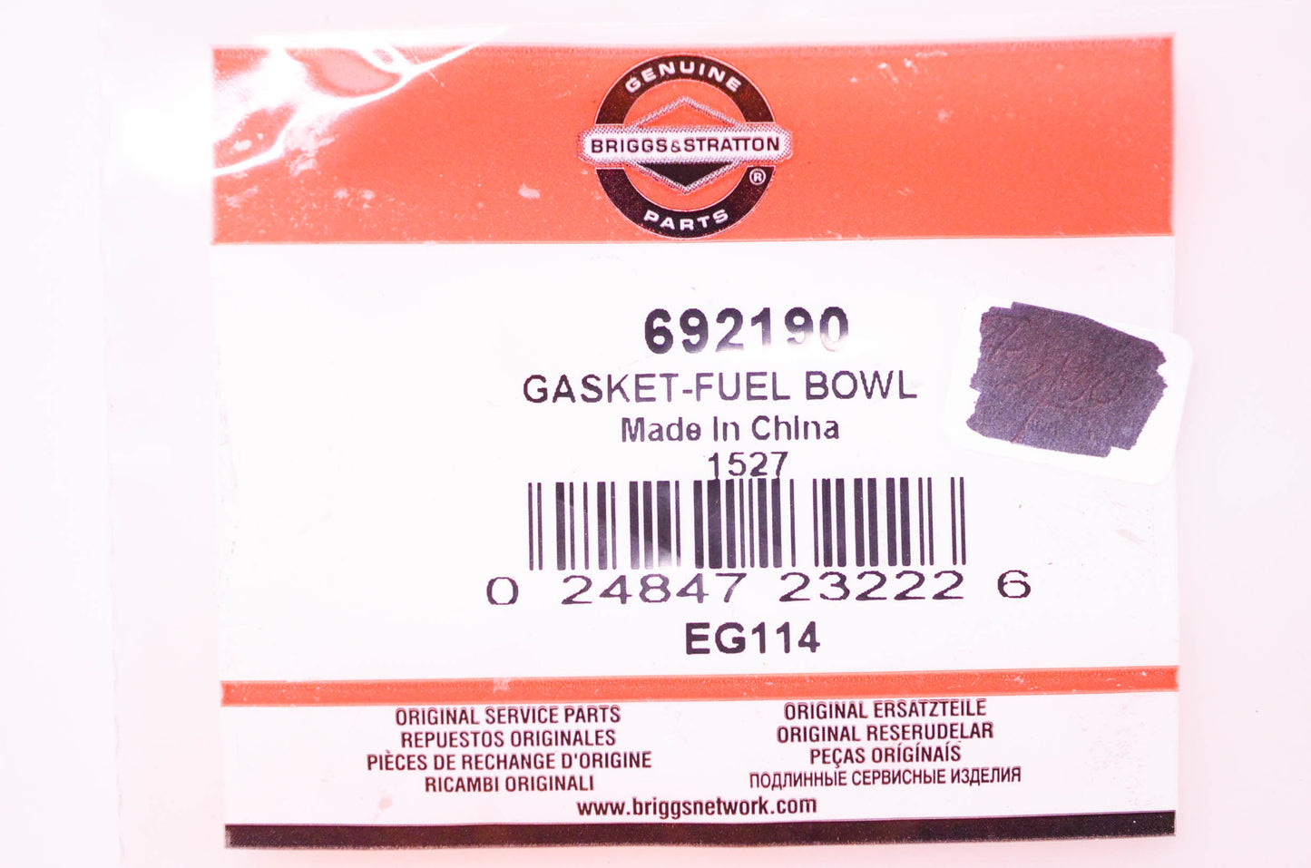 New OEM Briggs & Stratton 692190 Fuel Bowl Gasket NOS