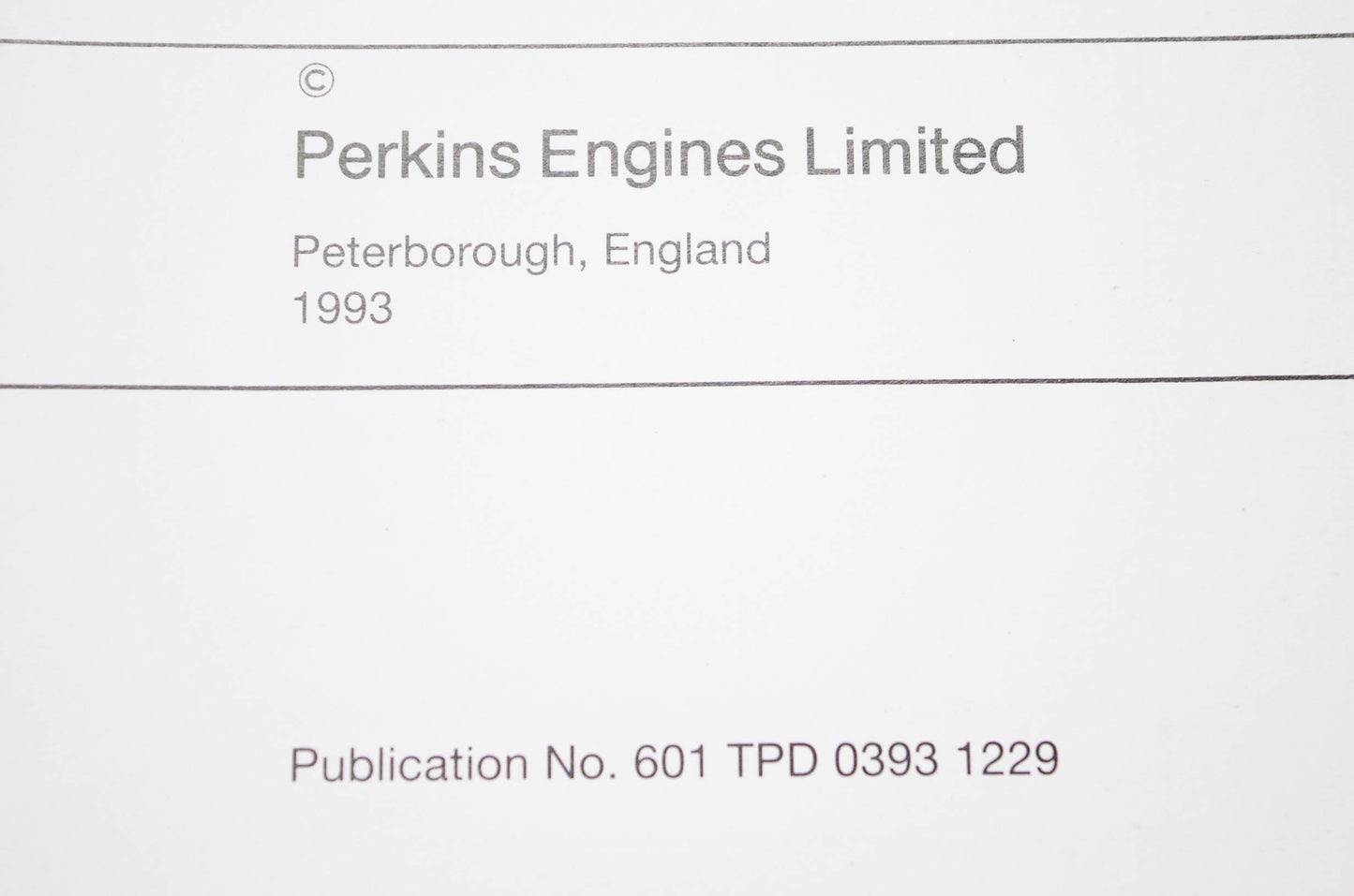 Perkins Engines 601 TPD 0393 1229 Workshop Manual 4.236 Series