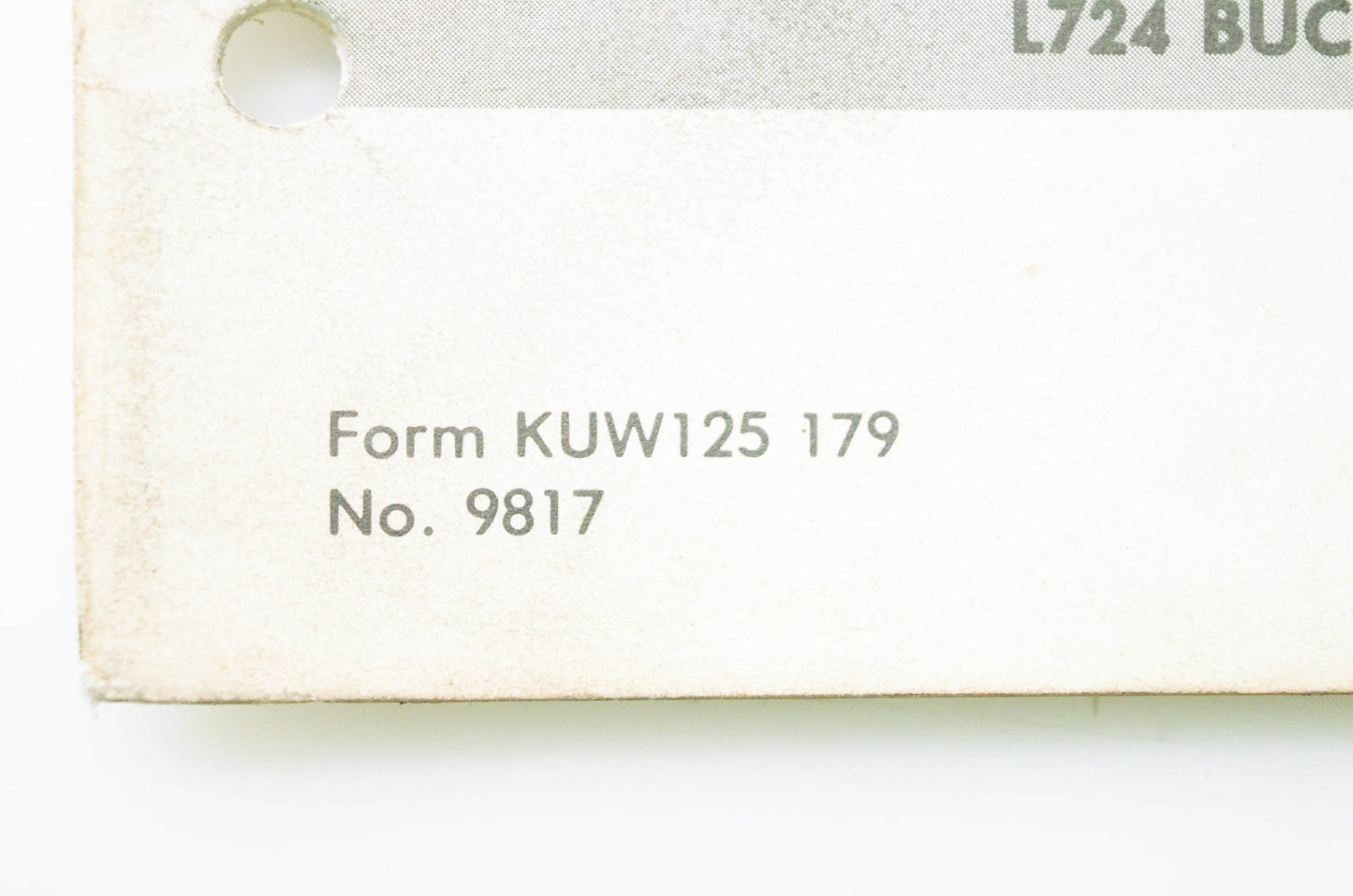 Kubota Tractor Corporation KUW125 179, 9817 Owner's Manual Kubota L720 Backhoe