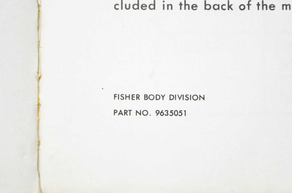 General Motors Corporation 9635051 1978 Fisher Body Service Manual